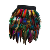 Maxbell 6xWomen Feather Mini Skirt Stretch Mid Waist for Cocktail Halloween Party 38cmx50cm Colorful