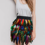 Maxbell 2xWomen Feather Mini Skirt Stretch Mid Waist for Cocktail Halloween Party 38cmx50cm Colorful