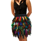 Maxbell 6xWomen Feather Mini Skirt Stretch Mid Waist for Cocktail Halloween Party 38cmx50cm Colorful