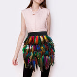 Maxbell 2xWomen Feather Mini Skirt Stretch Mid Waist for Cocktail Halloween Party 38cmx50cm Colorful