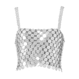 Maxbell 2xShiny Sequined Crop Top Hollow Out Bralette Sparkly for Club Halloween Beach
