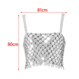 Maxbell 4xShiny Sequined Crop Top Hollow Out Bralette Sparkly for Club Halloween Beach