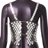 Maxbell 2xShiny Sequined Crop Top Hollow Out Bralette Sparkly for Club Halloween Beach