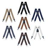 Maxbell 4xMen's Suspenders Elastic Straps Solid Heavy Duty 4 Clips Adjustable Unisex Black