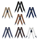 Maxbell 2xMen's Suspenders Elastic Straps Solid Heavy Duty 4 Clips Adjustable Unisex Black