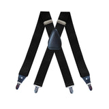 Maxbell 4xMen's Suspenders Elastic Straps Solid Heavy Duty 4 Clips Adjustable Unisex Black