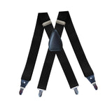 Maxbell 2xMen's Suspenders Elastic Straps Solid Heavy Duty 4 Clips Adjustable Unisex Black