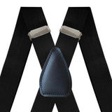 Maxbell 3xMen's Suspenders Elastic Straps Solid Heavy Duty 4 Clips Adjustable Unisex Black