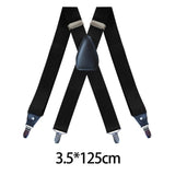 Maxbell 2xMen's Suspenders Elastic Straps Solid Heavy Duty 4 Clips Adjustable Unisex Black