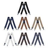 Maxbell 4xMen's Suspenders Elastic Straps Solid Heavy Duty 4 Clips Adjustable Unisex Black
