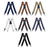 Maxbell 3xMen's Suspenders Elastic Straps Solid Heavy Duty 4 Clips Adjustable Unisex Black
