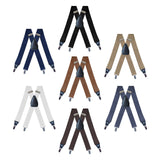 Maxbell 4xMen's Suspenders Elastic Straps Solid Heavy Duty 4 Clips Adjustable Unisex Black