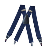 Maxbell 2xMen's Suspenders Elastic Straps Solid Heavy Duty 4 Clips Adjustable Unisex Dark Blue