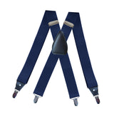 Maxbell 2xMen's Suspenders Elastic Straps Solid Heavy Duty 4 Clips Adjustable Unisex Dark Blue