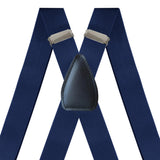 Maxbell 2xMen's Suspenders Elastic Straps Solid Heavy Duty 4 Clips Adjustable Unisex Dark Blue