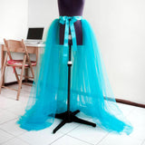 Maxbell 2xWomen Mesh Tulle Tutu Skirt Solid Color for Themed Party Banquet Cocktail Blue