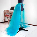 Maxbell 2xWomen Mesh Tulle Tutu Skirt Solid Color for Themed Party Banquet Cocktail Blue