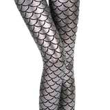 Maxbell 3xHigh Waisted Tight Stretch Performances Women Fish Scale Mermaid Leggings Argent