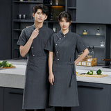 Maxbell 4xMen Women Chef Coat Jacket Snap Button Food Service Summer for Waiter Hotel L Size Black