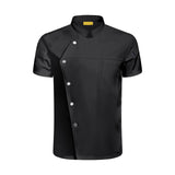 Maxbell 4xMen Women Chef Coat Jacket Snap Button Food Service Summer for Waiter Hotel L Size Black
