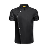 Maxbell 3xMen Women Chef Coat Jacket Snap Button Food Service Summer for Waiter Hotel L Size Black