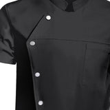 Maxbell 4xMen Women Chef Coat Jacket Snap Button Food Service Summer for Waiter Hotel L Size Black