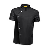 Maxbell 3xMen Women Chef Coat Jacket Snap Button Food Service Summer for Waiter Hotel 2XL Size Black