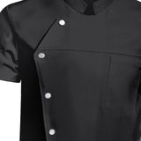 Maxbell 2xMen Women Chef Coat Jacket Snap Button Food Service Summer for Waiter Hotel 2XL Size Black