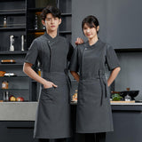 Maxbell 2xChef Coat Jacket Short Sleeve Cafe Restaurant Apparel Pub Unisex Uniform Gray M