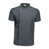 Maxbell 2xChef Coat Jacket Short Sleeve Cafe Restaurant Apparel Pub Unisex Uniform Gray M