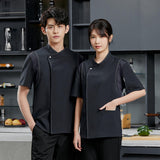 Maxbell 2xChef Coat Jacket Short Sleeve Cafe Restaurant Apparel Pub Unisex Uniform Gray M