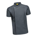 Maxbell 4xChef Coat Jacket Short Sleeve Cafe Restaurant Apparel Pub Unisex Uniform Gray L