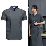 Maxbell 2xChef Coat Short Sleeve chef Jacket for Restaurant Bakery Grey M