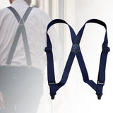 Maxbell 4xSuspenders for Men Adjustable Pants Durable Utility for Wedding Navy Blue