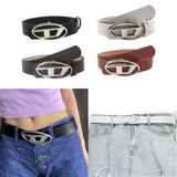 Maxbell 6xMen Women PU Leather Belt Waist Belt Waistband Letter D Snap Buckle Trendy Black