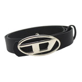 Maxbell 4xMen Women PU Leather Belt Waist Belt Waistband Letter D Snap Buckle Trendy Black