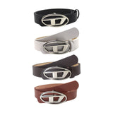 Maxbell 4xMen Women PU Leather Belt Waist Belt Waistband Letter D Snap Buckle Trendy Black