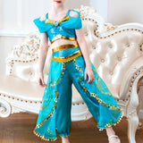 Maxbell 2xJasmine Princess Costumes Little Girls Fancy Dress up Cosplay Costume  140cm