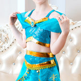 Maxbell 2xJasmine Princess Costumes Little Girls Fancy Dress up Cosplay Costume  140cm