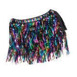 Maxbell 2xWomen Belly Dance Hip Skirt Tassel Scarf Belt Latin Samba Sequin Wrap Dress