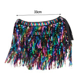 Maxbell 3xWomen Belly Dance Hip Skirt Tassel Scarf Belt Latin Samba Sequin Wrap Dress