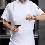 Maxbell 2xChef Coat Jacket with Pocket Short Sleeve Shirt Breathable Waiter Apparel L White