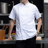 Maxbell 2xChef Coat Jacket with Pocket Short Sleeve Shirt Breathable Waiter Apparel XL White