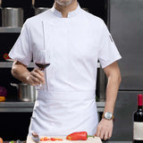 Maxbell 2xChef Coat Jacket with Pocket Short Sleeve Shirt Breathable Waiter Apparel 4XL White