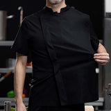 Maxbell 2xChef Coat Jacket with Pocket Short Sleeve Shirt Breathable Waiter Apparel L Black