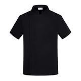 Maxbell 2xChef Coat Jacket with Pocket Short Sleeve Shirt Breathable Waiter Apparel 4XL Black