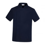 Maxbell 2xChef Coat Jacket with Pocket Short Sleeve Shirt Breathable Waiter Apparel M Dark Blue