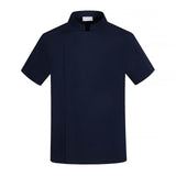 Maxbell 2xChef Coat Jacket with Pocket Short Sleeve Shirt Breathable Waiter Apparel M Dark Blue