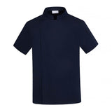 Maxbell 2xChef Coat Jacket with Pocket Short Sleeve Shirt Breathable Waiter Apparel L Dark Blue