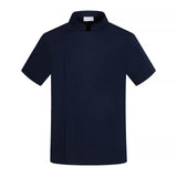 Maxbell 2xChef Coat Jacket with Pocket Short Sleeve Shirt Breathable Waiter Apparel L Dark Blue